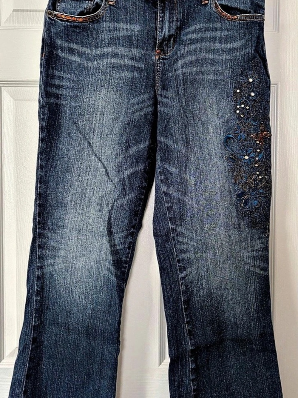 Gitano Embellished Bootcut Jeans Blue Waist 14